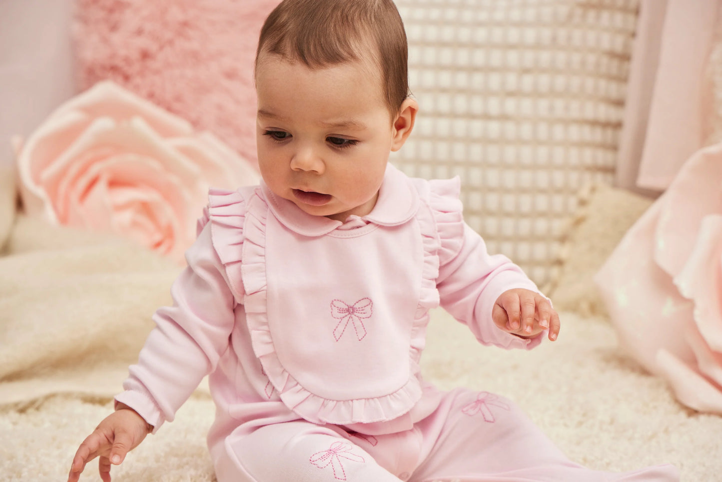 Caramelo Kids - Pink all in one and bib, Bow