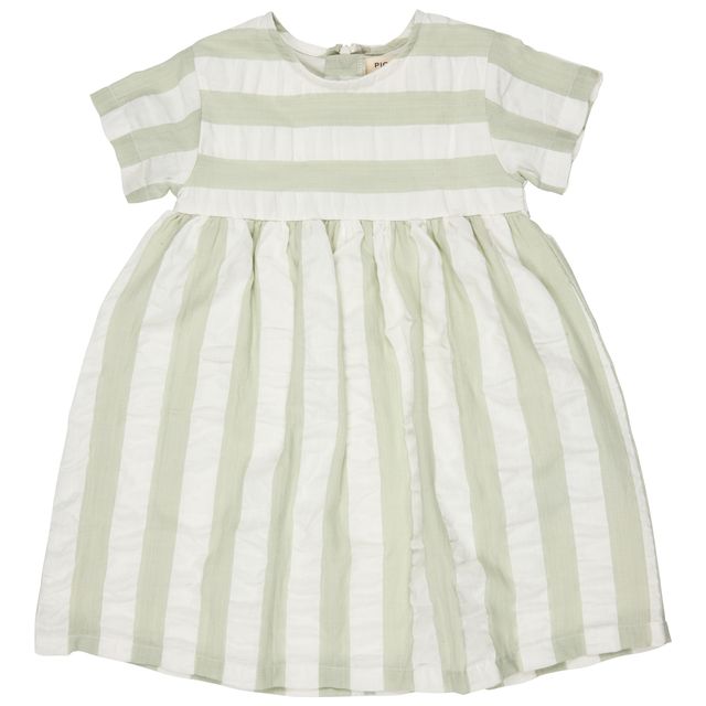 Pigeon Organics - Seersucker Wide Stripe Dress, Sea Foam