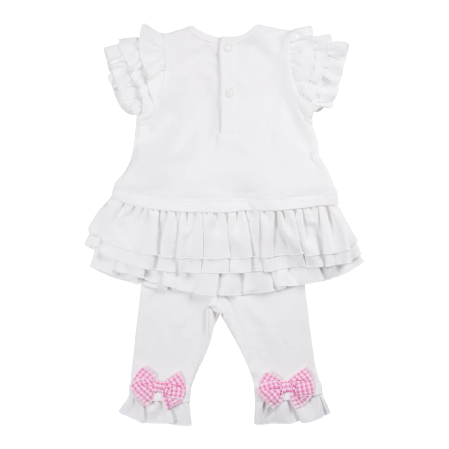 Mintini, 2 piece legging outfits, Mintini - 2 piece white legging set with coloured bow detail