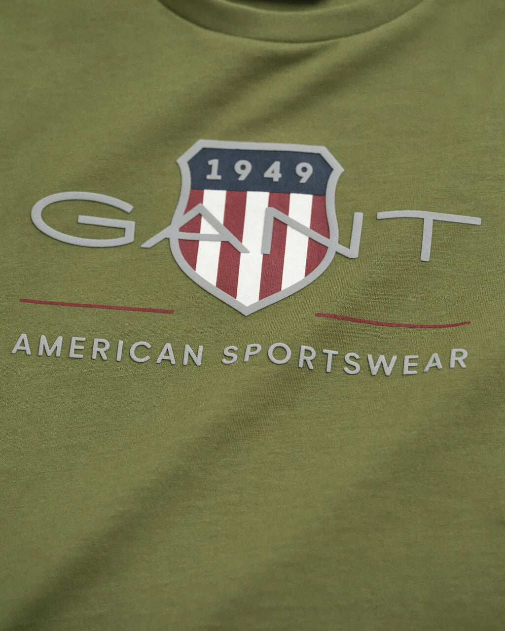 Gant - Olive green long sleeved, shield print LS top, 2-8yrs