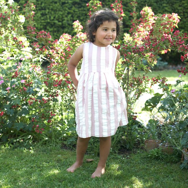 Pigeon Organics - Seersucker Wide Stripe Dress, Pink