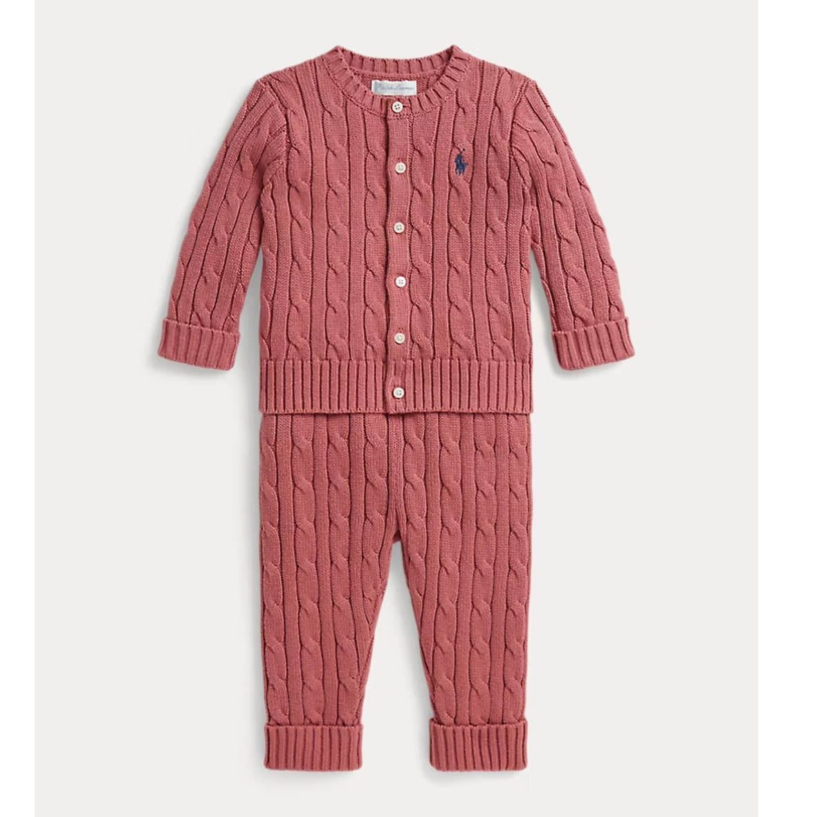 Ralph Lauren - 2 piece cable knit outfit, pink