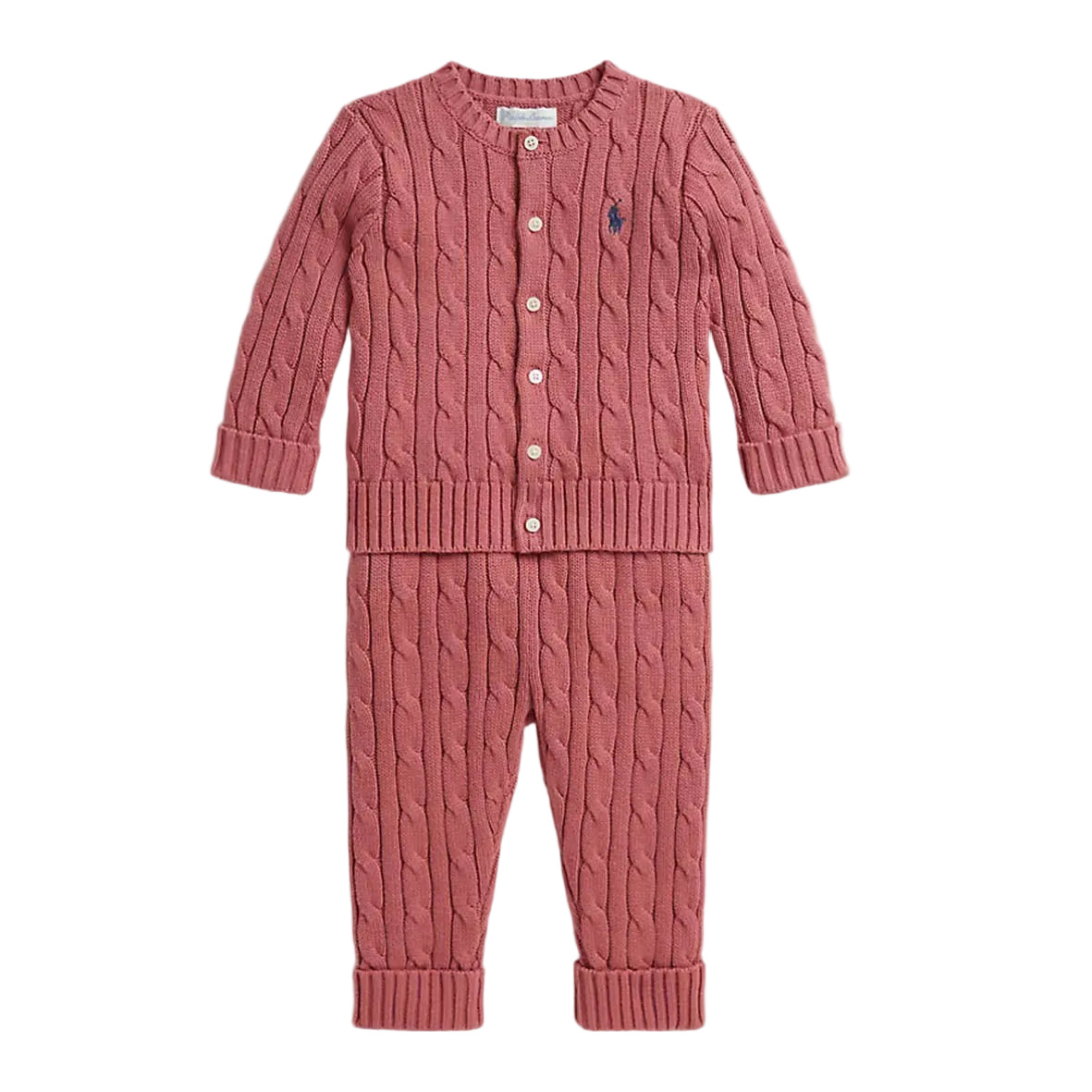 Ralph Lauren - 2 piece cable knit outfit, pink