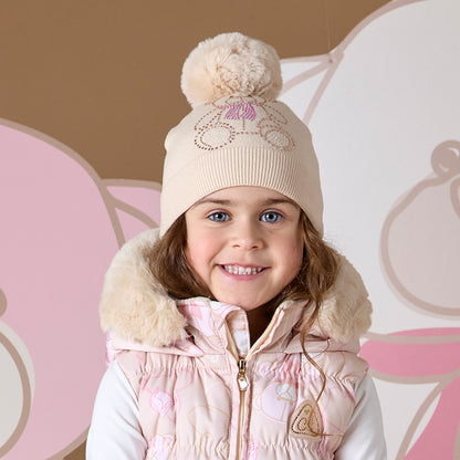 A'Dee, Hats, A'Dee - Knitted pom pom teddy hat, beige