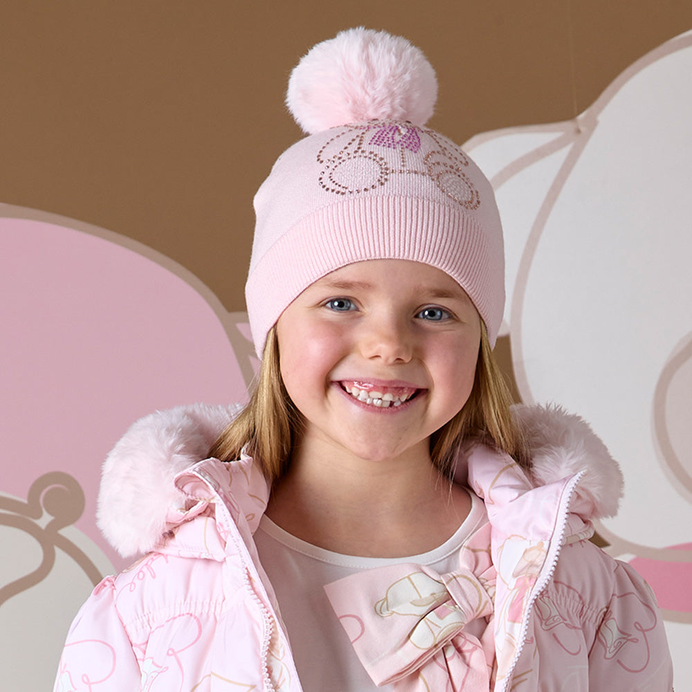 A'Dee, Hats, A'Dee - Knitted pom pom teddy hat, pink