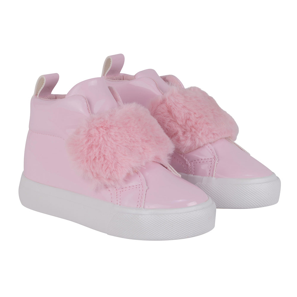 Little A, footwear, Little A - Faux fur strap high top, light pink