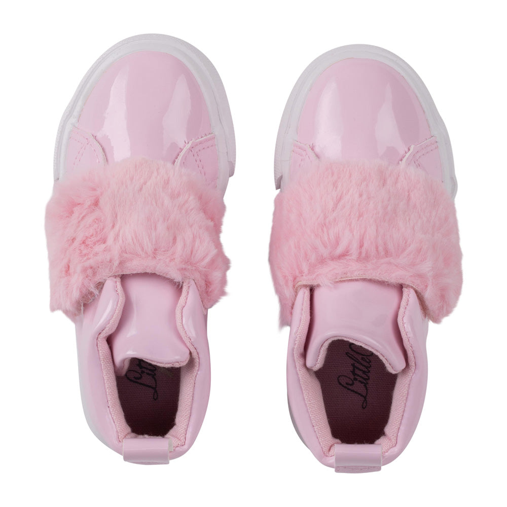 Little A, footwear, Little A - Faux fur strap high top, light pink