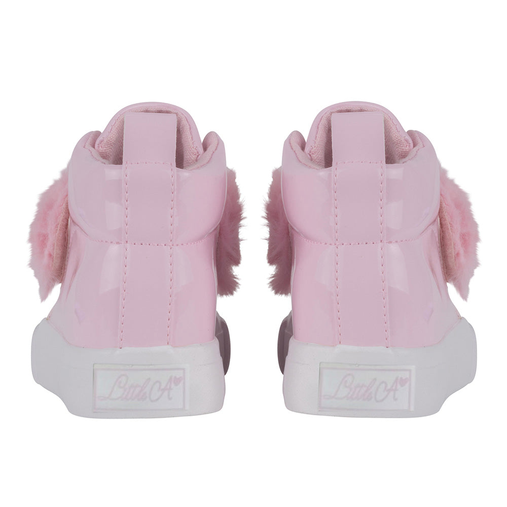 Little A, footwear, Little A - Faux fur strap high top, light pink