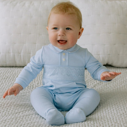 Emile et Rose, Romper, Emile et Rose - Baby boy pale blue romper, Hugh