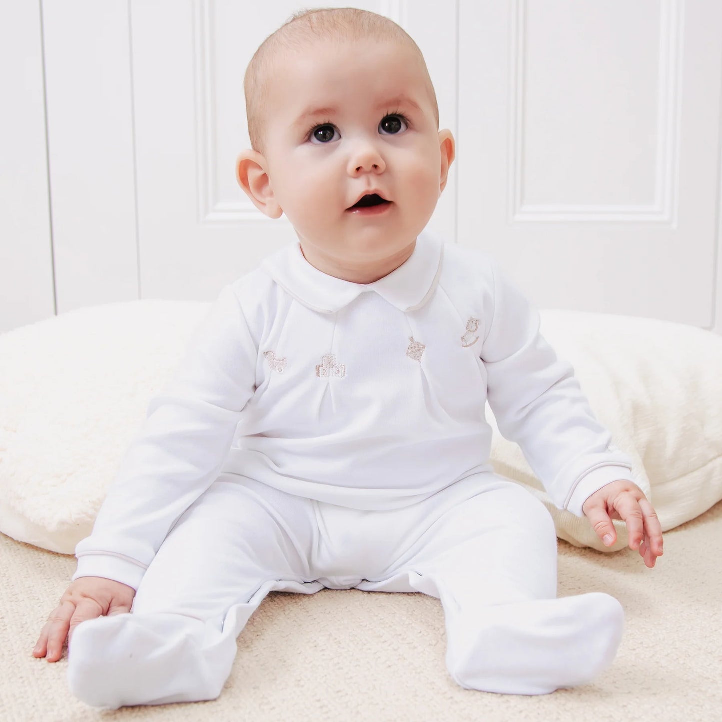 Emile et Rose - White & Beige Romper Lenny