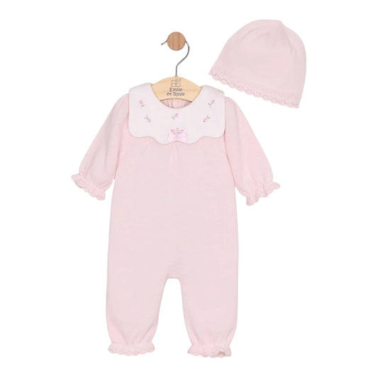 Emile et Rose - Light pink knit Romper with matching hat, Marnie