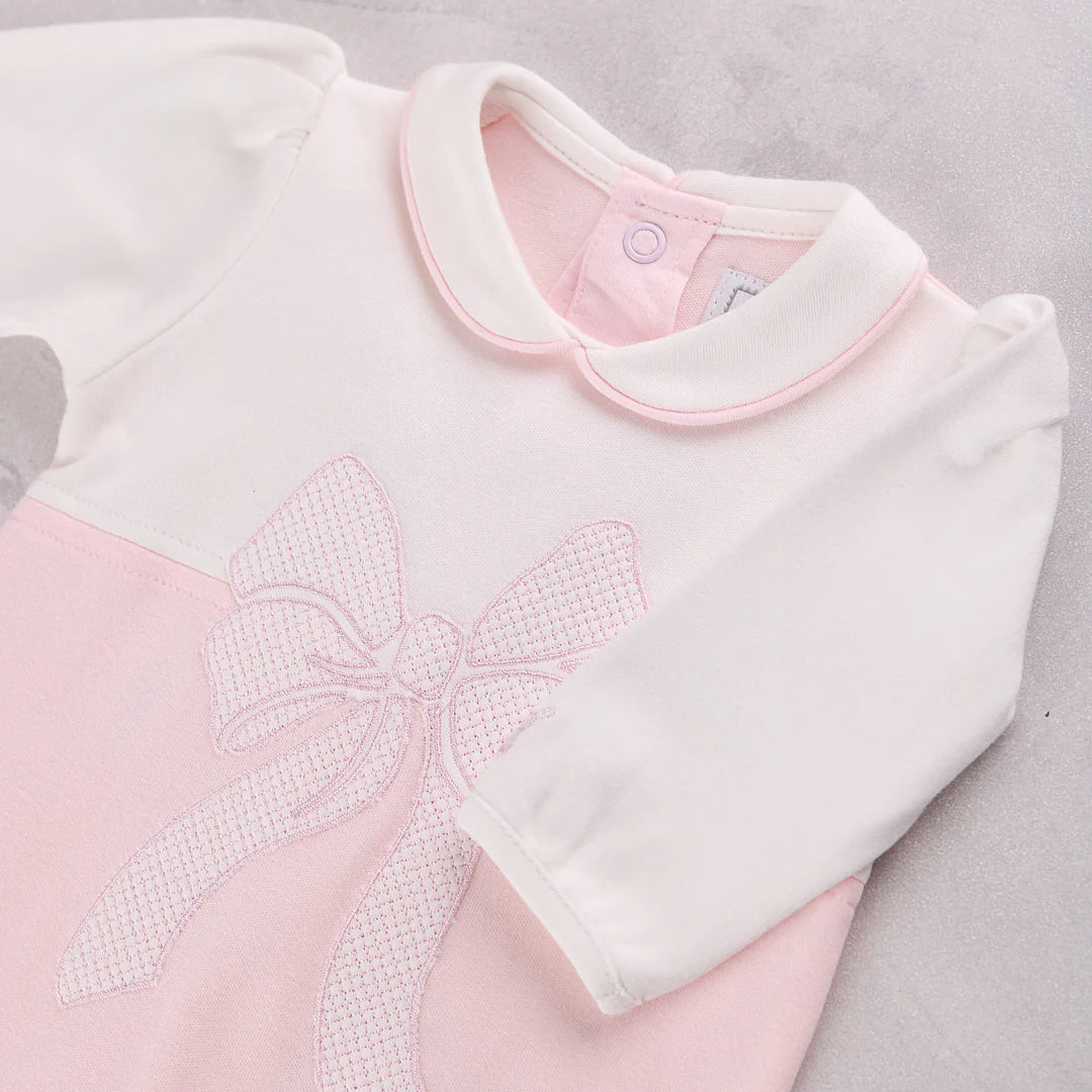 Emile et Rose - Romper with matching hat, pink and white, Maya