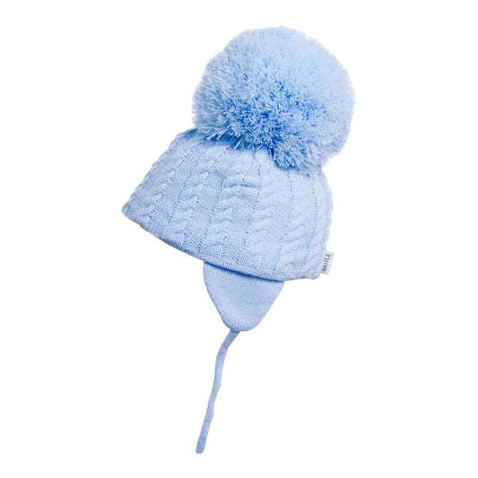 Satila - Light blue hat with large pom pom, Laura