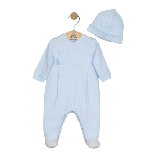 Emile et Rose - Pale blue all in one, romper with hat, Miller