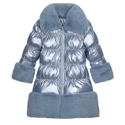 A'Dee, Coats & Jackets, A'Dee - Penelope ice blue jacket with faux fur trim