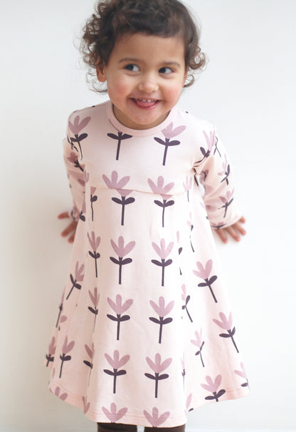 Pigeon Organics, dresses, Pigeon Organics - Pink skater dress, tulip print