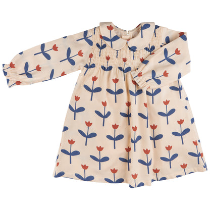 Pigeon Organics, dresses, Pigeon Organics - Blue, tulip print, smock dress,