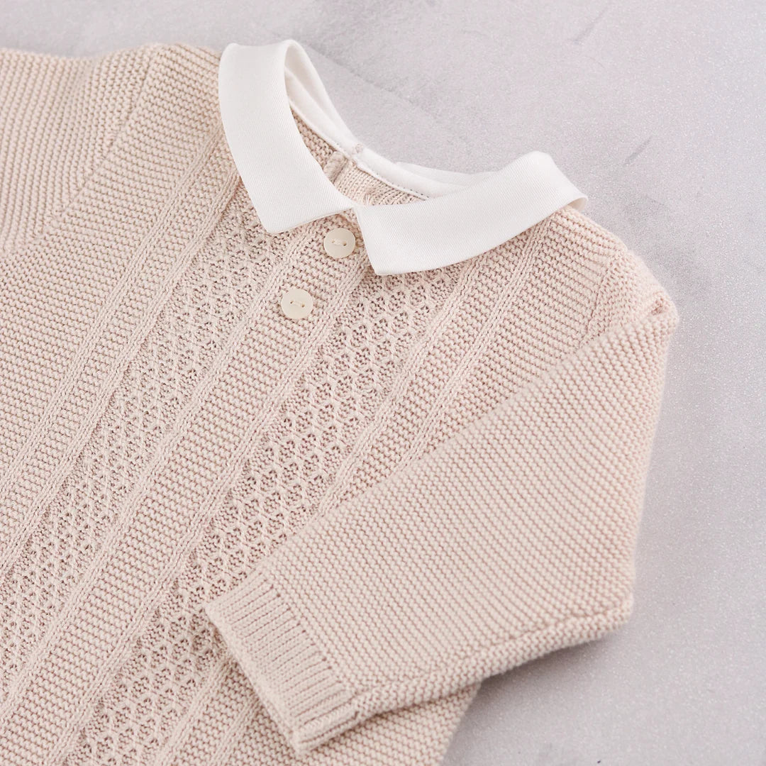 Emile et Rose - Beige knitted romper, Munro