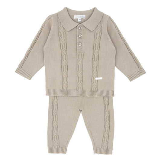 blues baby, 2 piece outfits, blues baby - Beige knitted 2 piece set