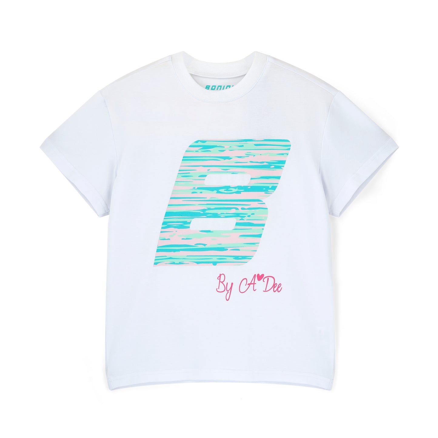 Bonini - White T-shirt with  mint “B’ logo print on front