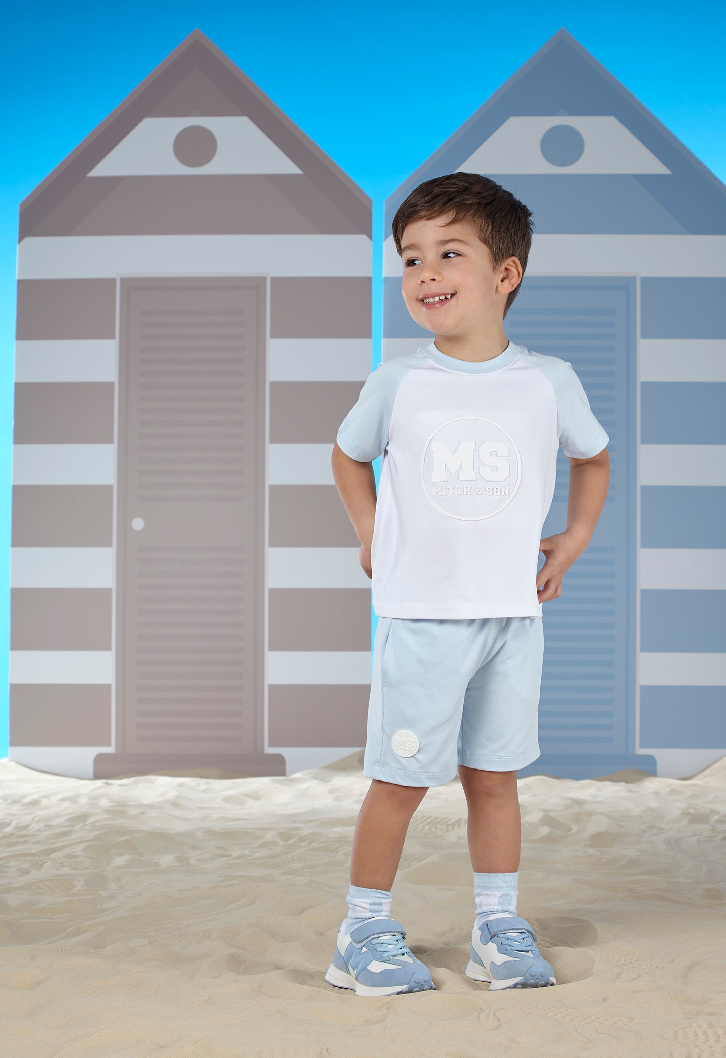 Mitch & Son, 2 piece shorts sets, Mitch & Son - 2 piece shorts set, sand and sky blue, Tyrone