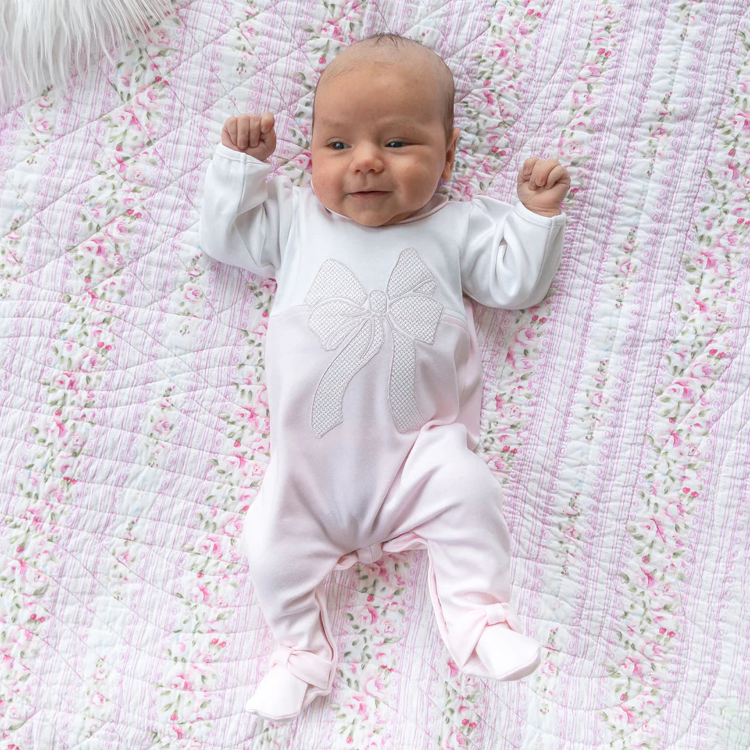 Emile et Rose - Romper with matching hat, pink and white, Maya