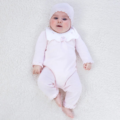 Emile et Rose - Light pink knit Romper with matching hat, Marnie