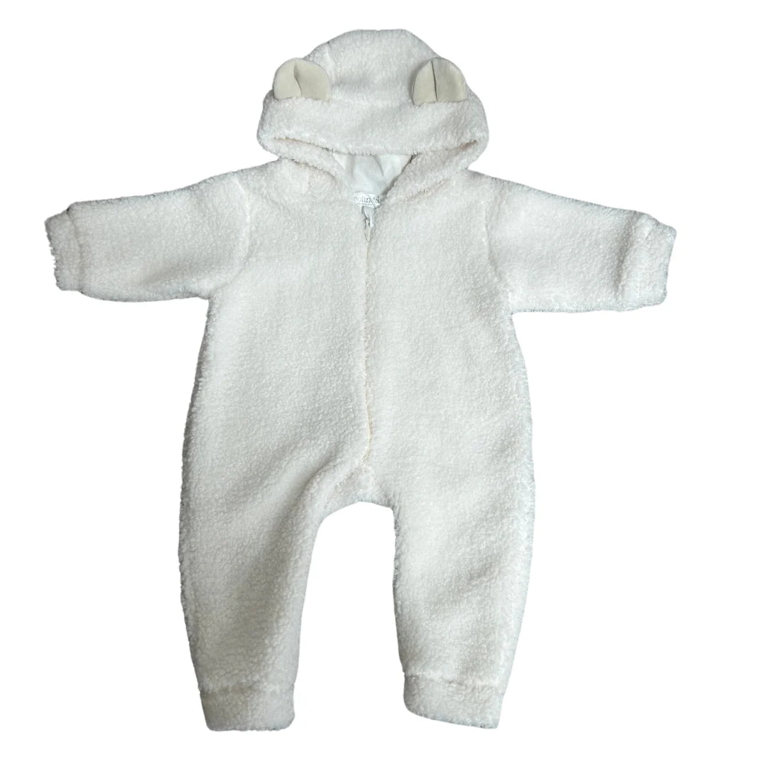 deolinda, Pram suit, Deolinda - Cream teddy fleece all in one