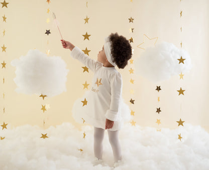 Little A, dresses, Little A - White fur trimmed star dress, Fallon