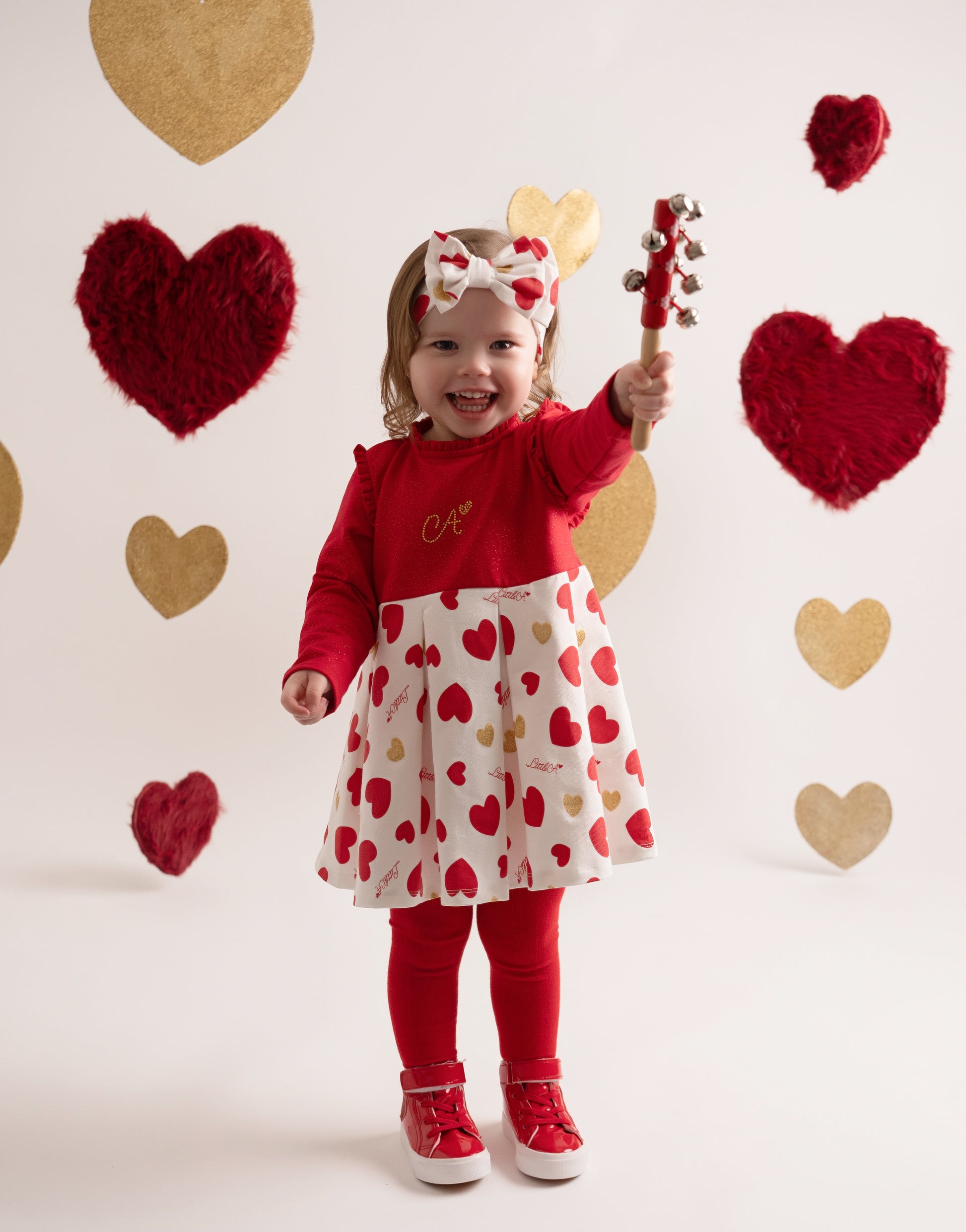 Little A, dresses, Little A - Heart print bow dress