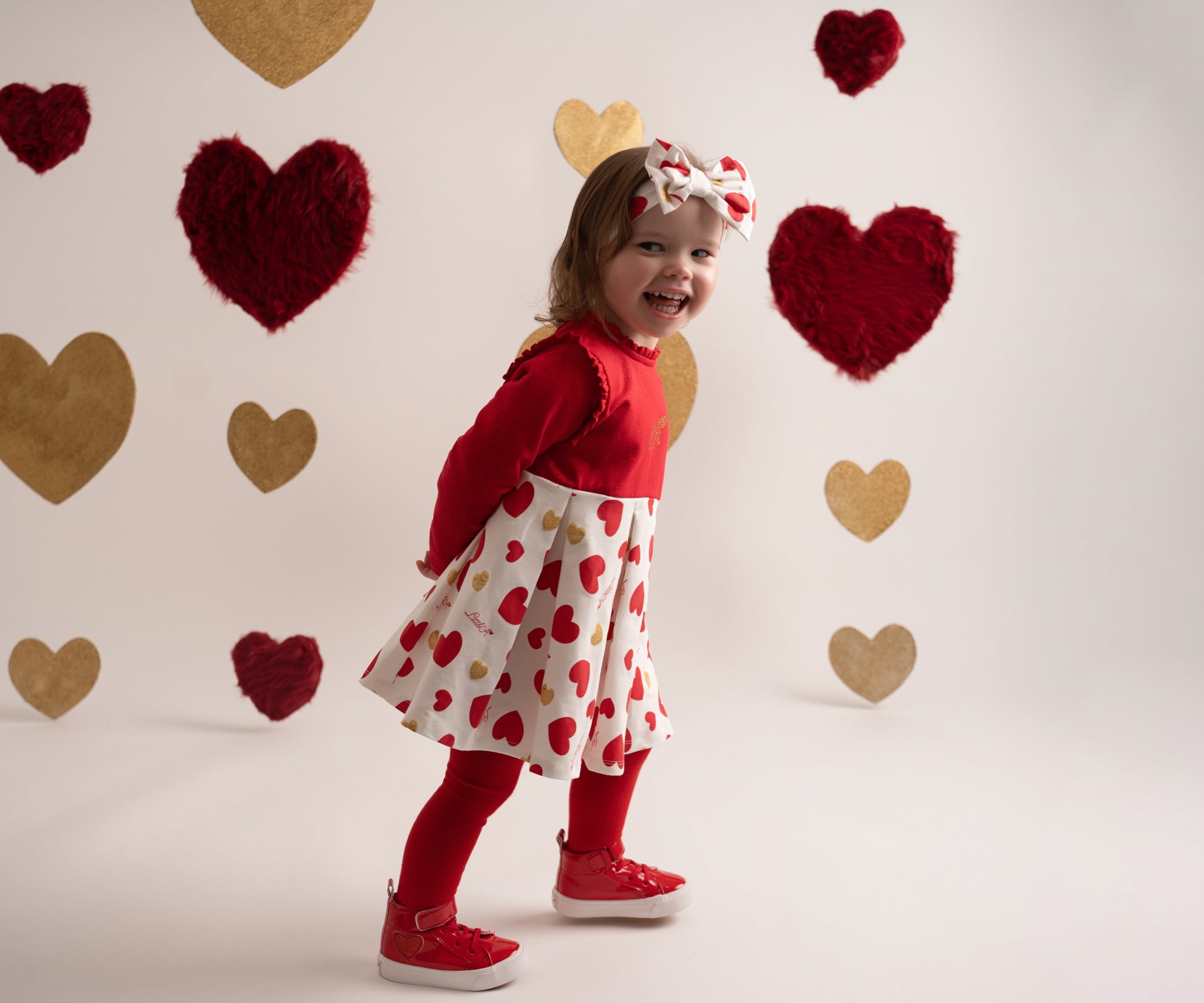 Little A, dresses, Little A - Heart print bow dress