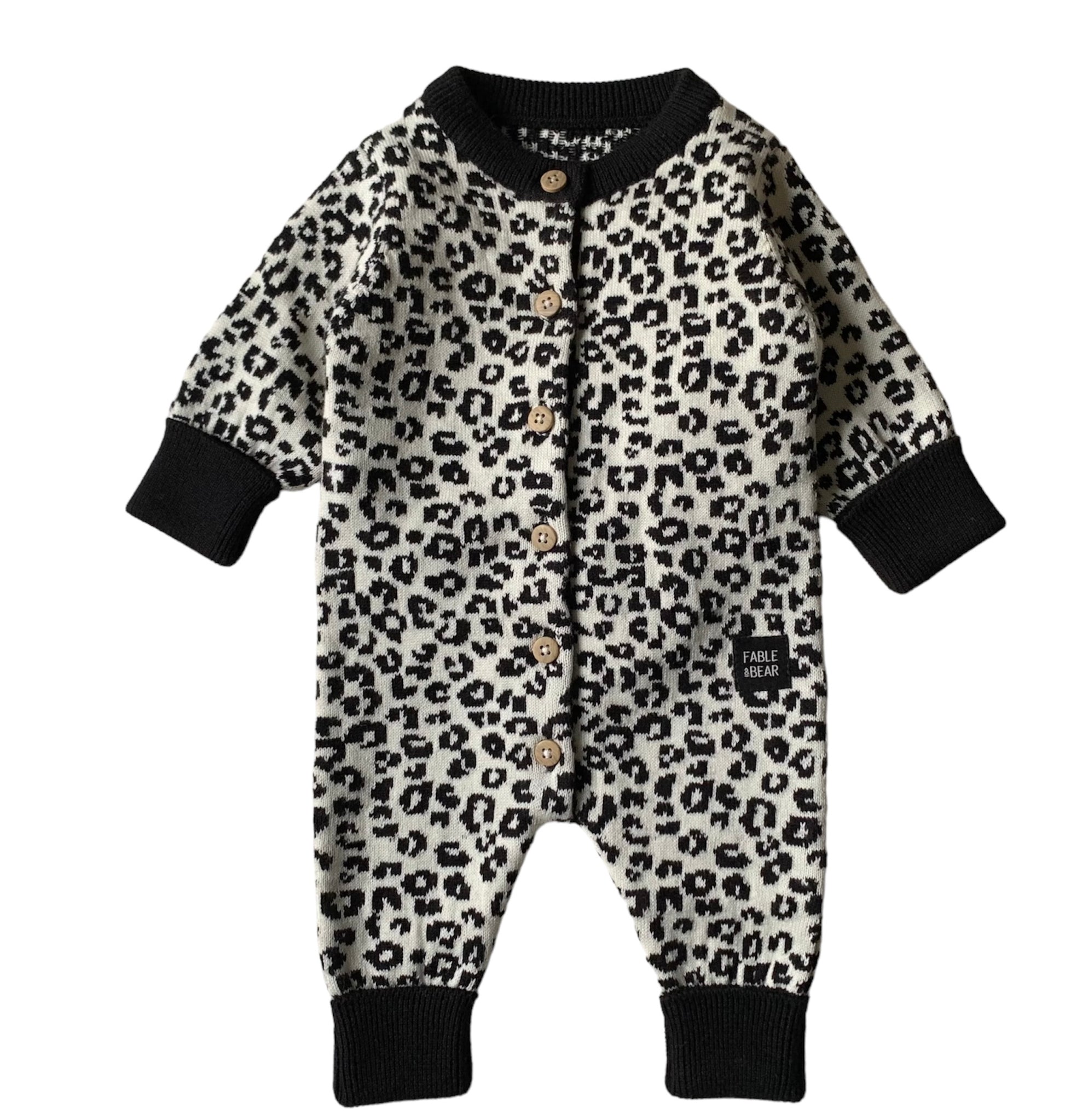 Fable & Bear, rompers, Fable & Bear - Fine knit romper, Leo leopard