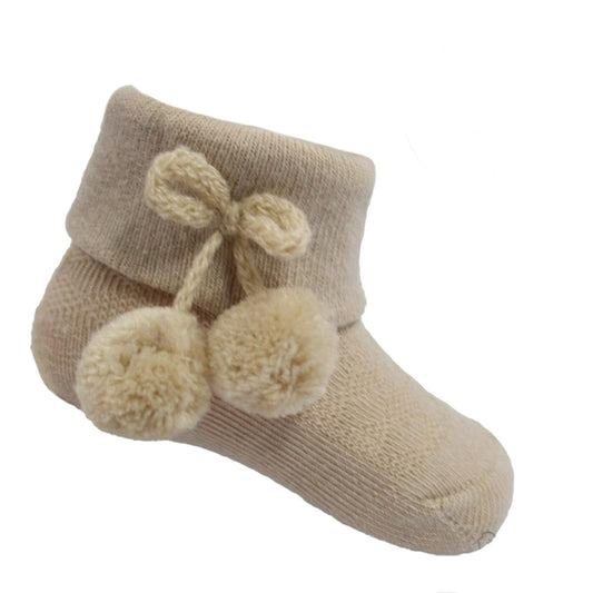 Betty Mckenzie, Socks, Soft Touch - ankle pompom socks, biscuit
