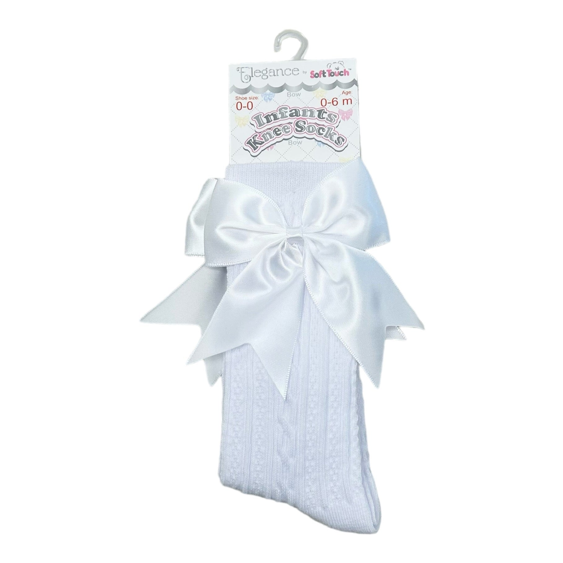 Betty Mckenzie, socks, Soft Touch - long bow socks, white