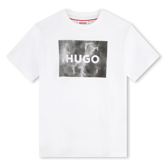 Hugo, T-shirts, HUGO - White Crew neck T-shirt with front HUGO print