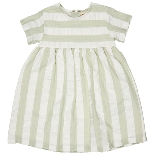 Pigeon Organics - Seersucker Wide Stripe Dress, Sea Foam