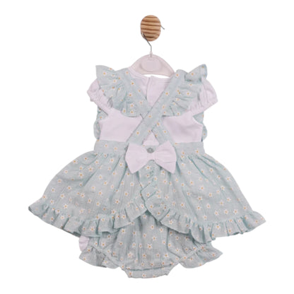 Mintini - Blue Daisy Pinafore Dress and Pants