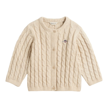 Gant, cardigans, Gant - Beige, cable knit cotton cardigan