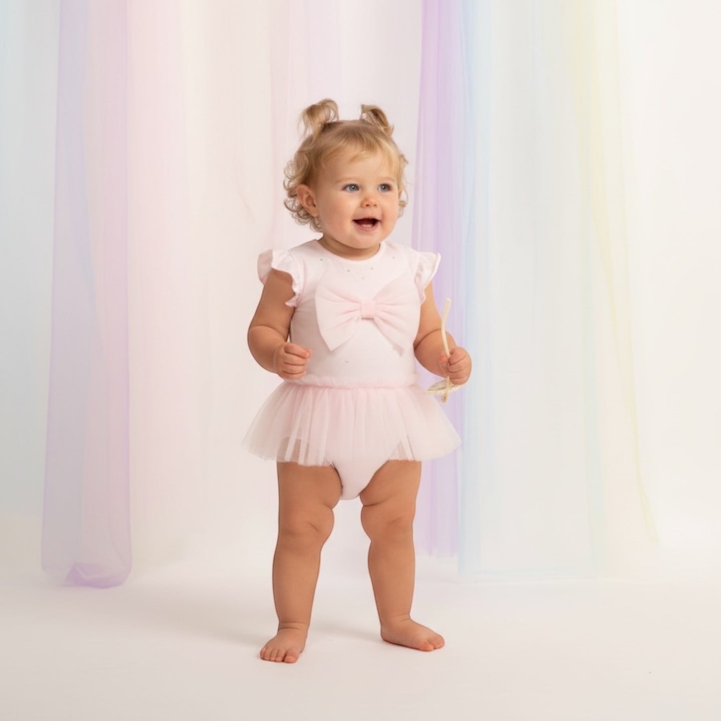 Caramelo Kids - Pink Romper with Tulle Skirt