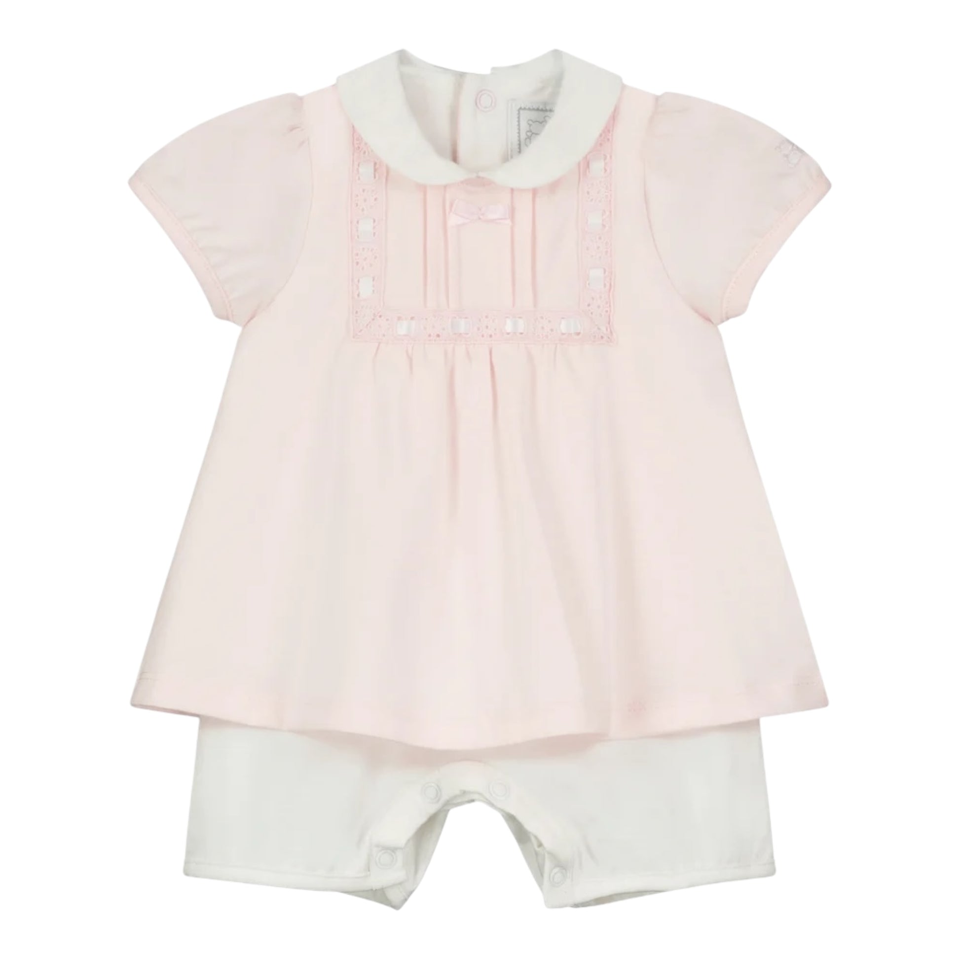 Emile et Rose, All in ones, Emile et Rose - Pink and white all in one with headband