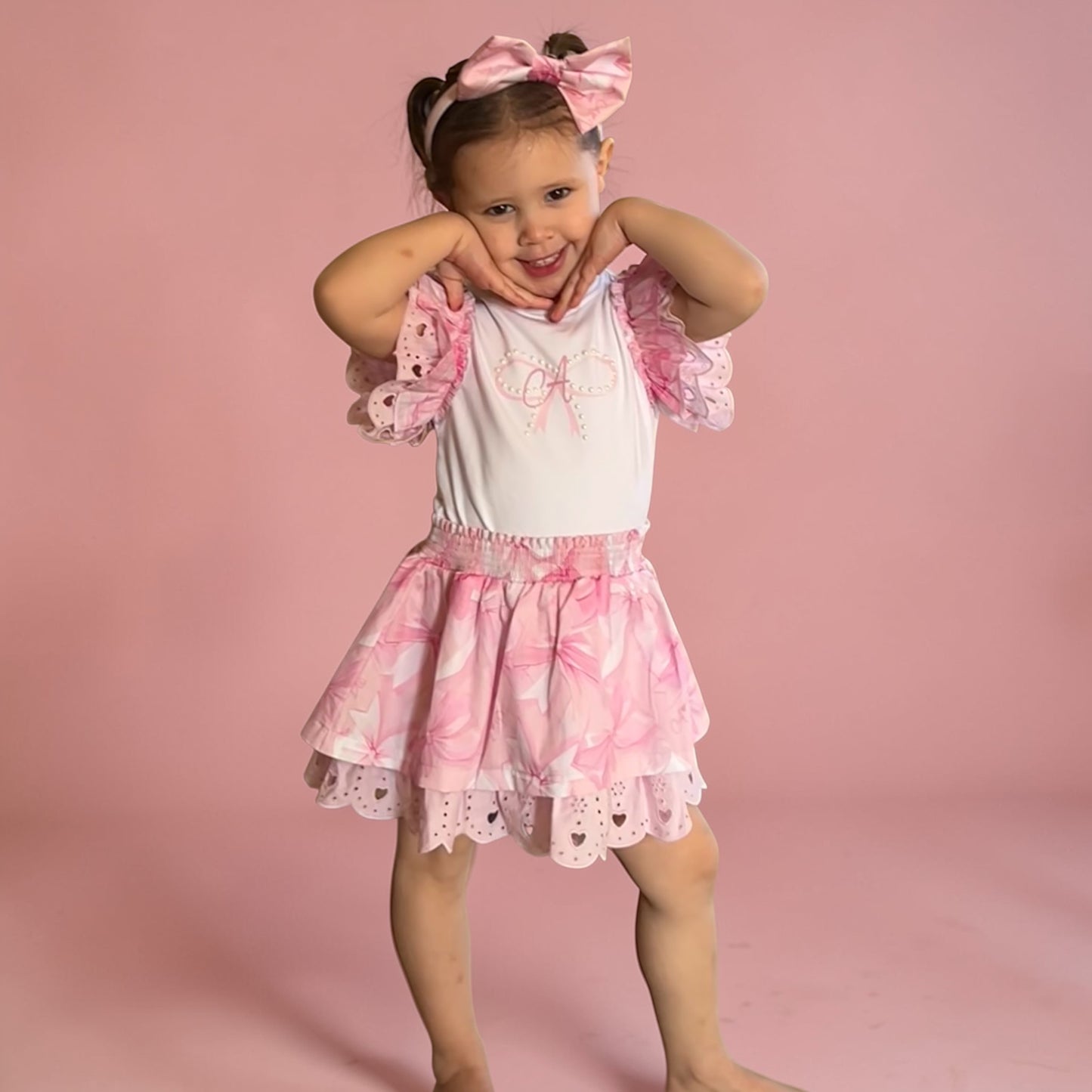 A’Dee - Bow print  mix dress
