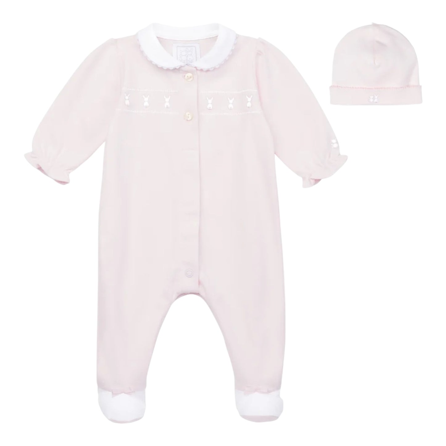 Emile et Rose, rompers, Emile et Rose - Pink 2 piece outfit, romper and hat