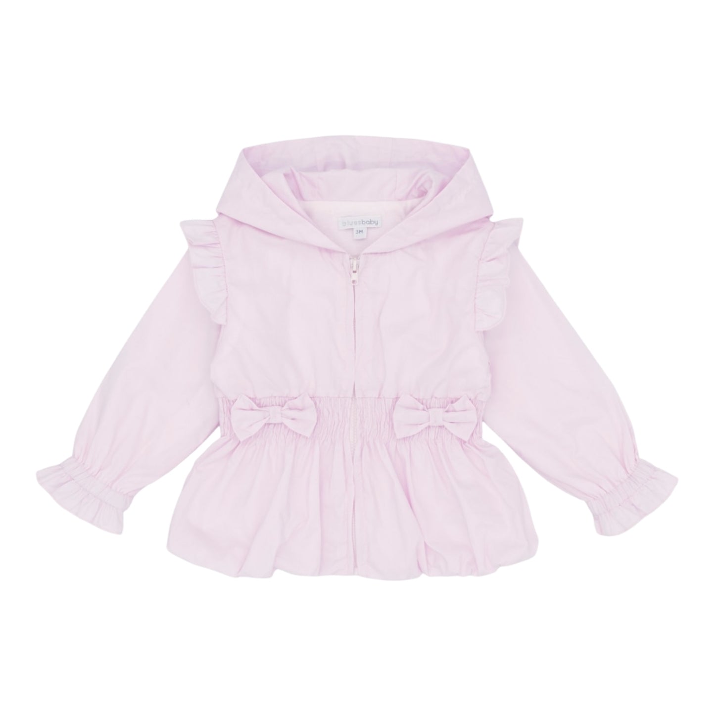 Ref: La Rochelle BB3090

Introducing the Blues Baby Light Pink Jacket – a charming piece designed for little ones who love style. This cotton jacket features a cosy hood and convenient zip front fastening, making it easy to put on and take off. Adorable bows adorn the front and back, while delicate ruffle detailing on the shoulders and a playful bubble hem add character. Machine washable at 30°, it's practical for everyday wear and playtime adventures.