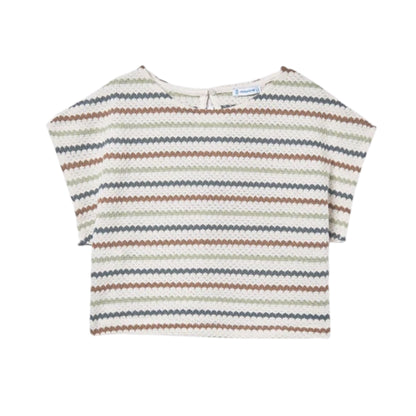 Mayoral - Cream knit, stripe top