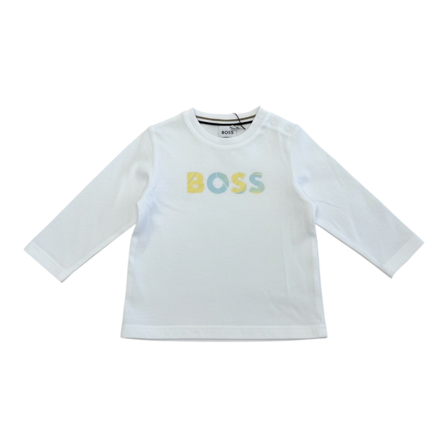 Boss - White long sleeved T-shirt.  (18m - 3yrs)