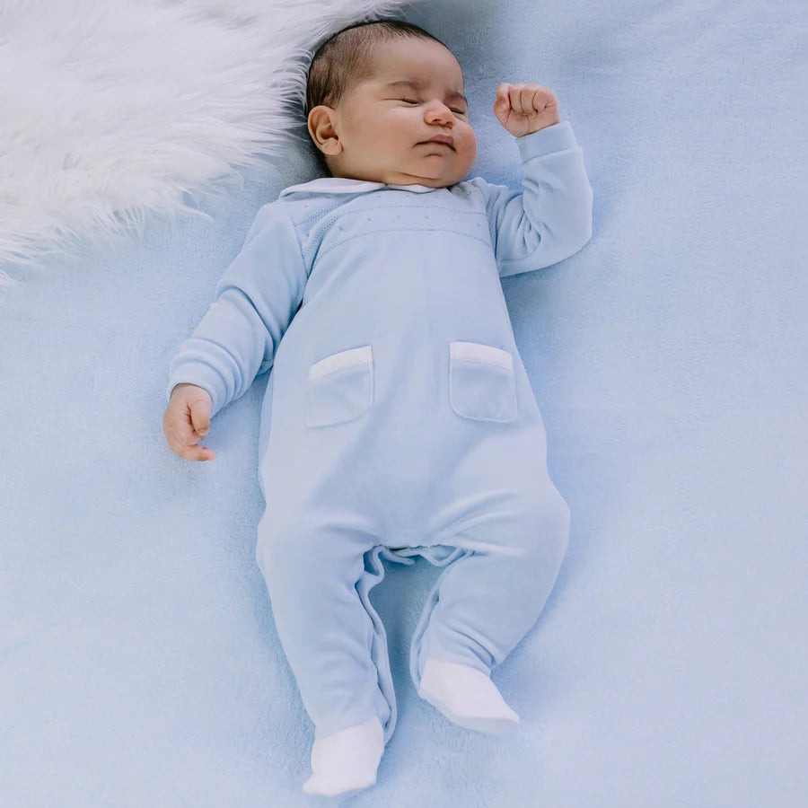 Emile et Rose, Rompers, Emile et Rose - Light blue velour all in one, Eamon