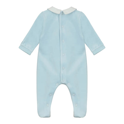 Emile et Rose, Rompers, Emile et Rose - Light blue velour all in one, Eamon