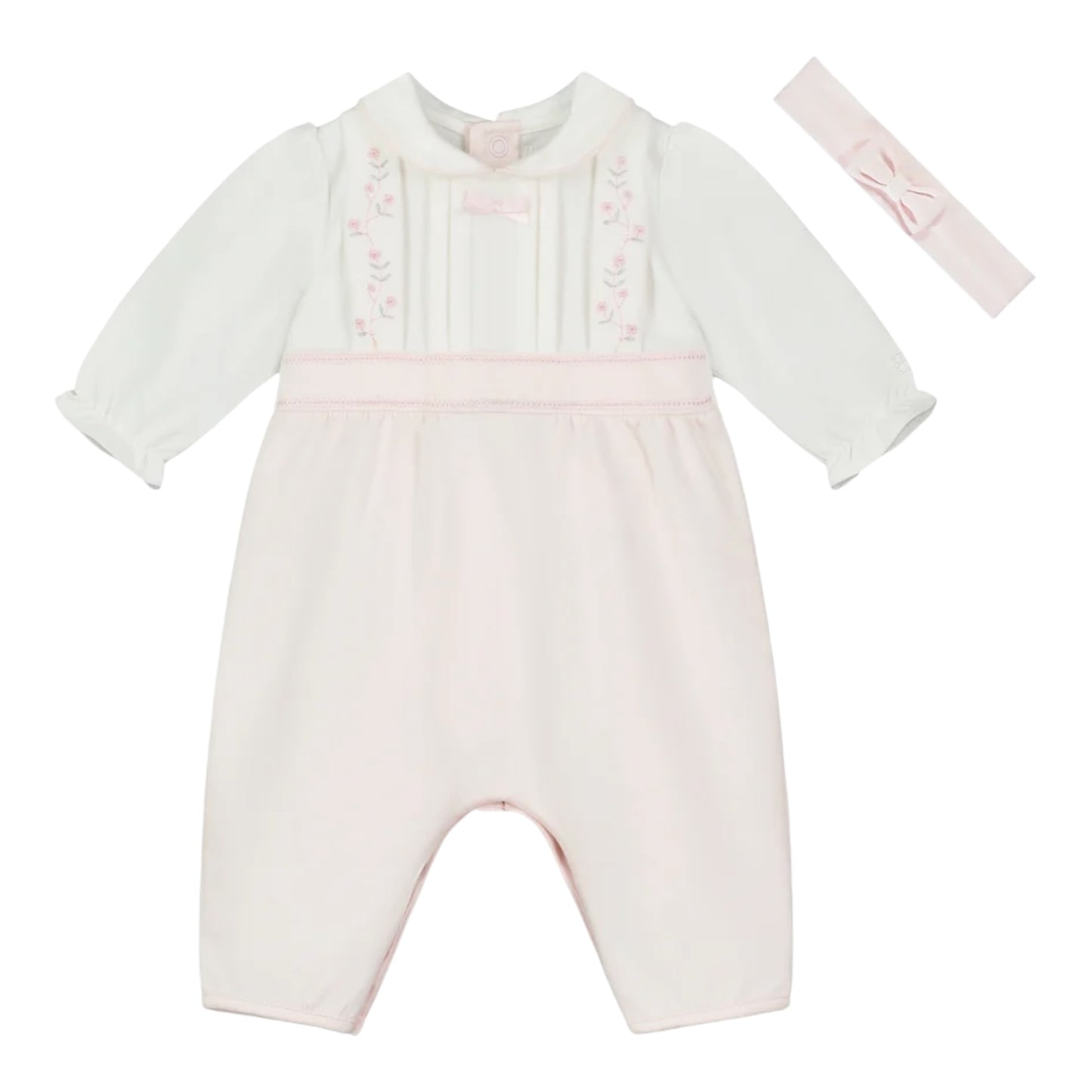 Emile et Rose, Rompers, Emile et Rose - Pink and white all in one romper and headband, Florence