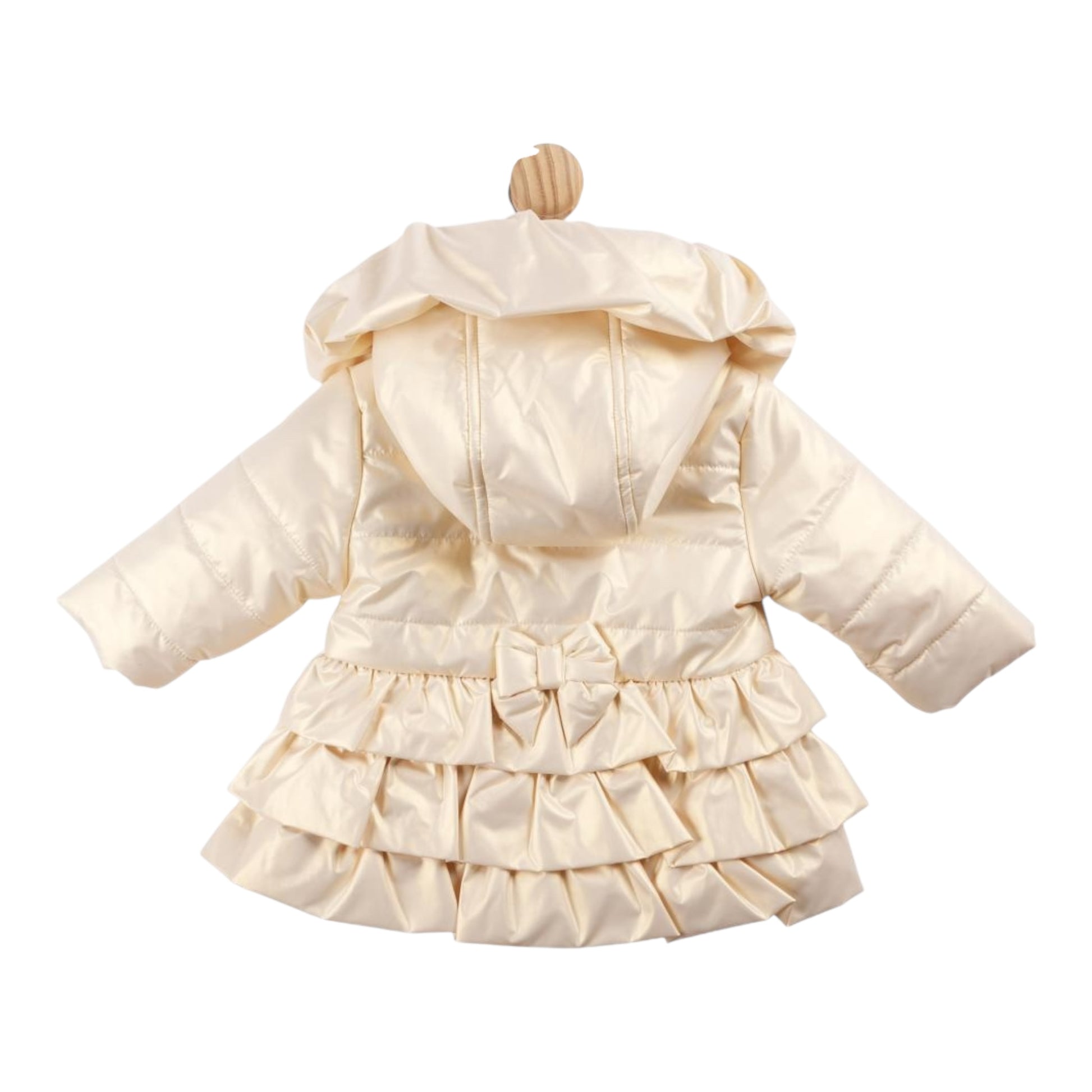 Mintini, Coats & Jackets, Mintini - Champagne pearlised 'Bows and frills' coat