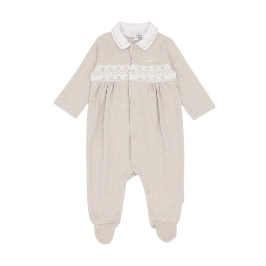 blues baby - Beige romper with Peter Pan collar